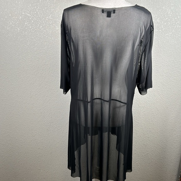 Lane Bryant Black Sheer Floral Boho Embroidered Short Sleeve Top Size 22/24 - Picture 5 of 6